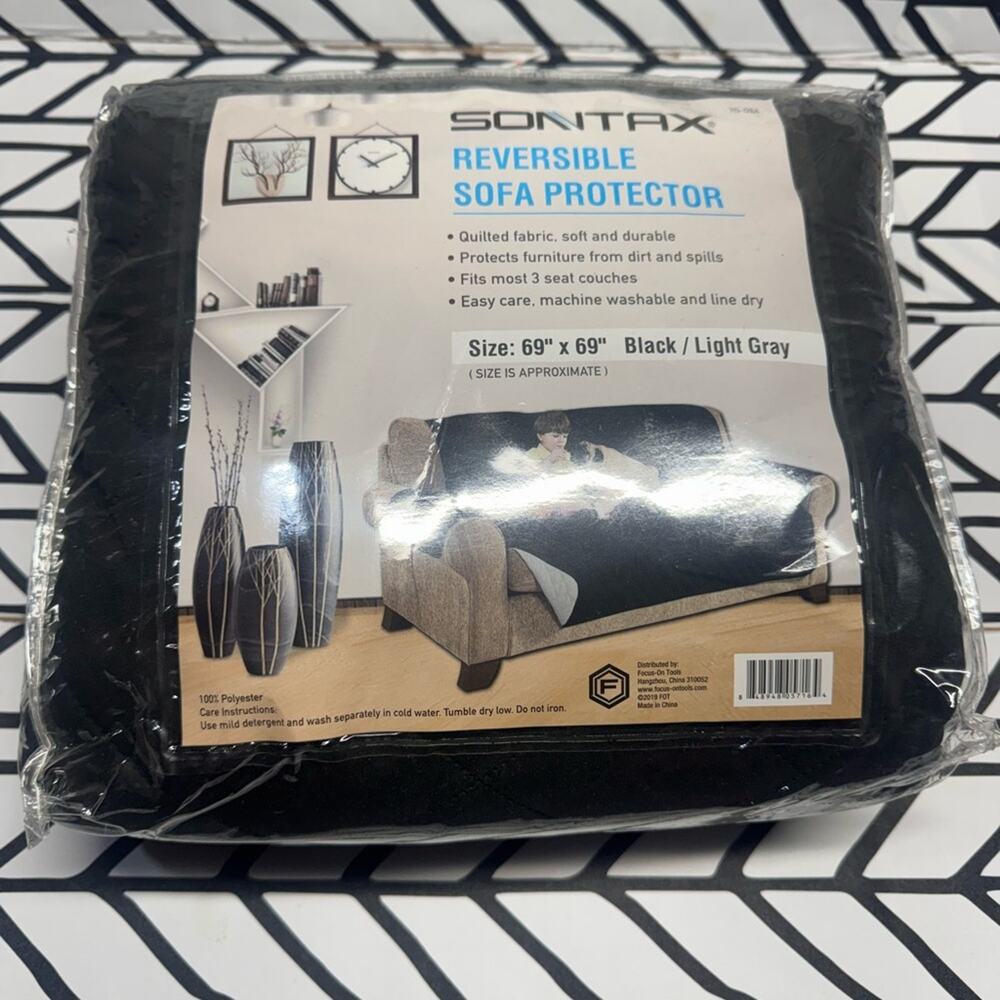 SONTAX Reversible Sofa Protector - Black and Light Gray- NWT